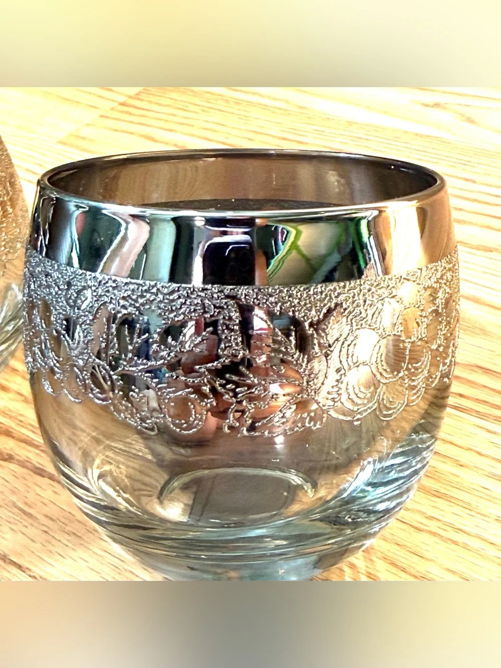 4 Vintage Dorothy Thorpe Roly Poly Glasses - Silver Fade Grape Design MCM